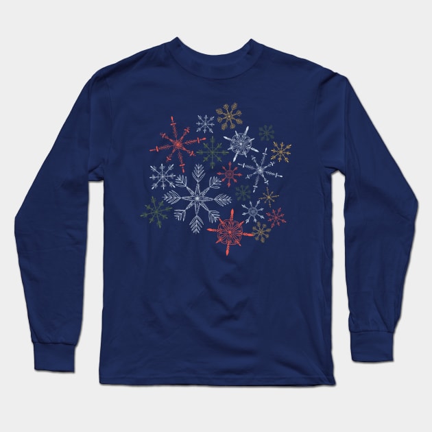 Christmas Snowflakes Long Sleeve T-Shirt by Maddyslittlesketchbook